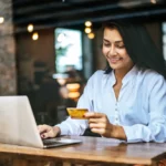 woman paying online with credit card