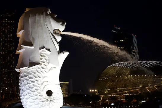 Merlion singapore at night